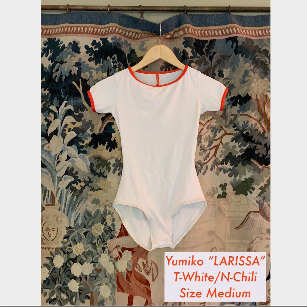 Yumiko LARISSA Short Sleeve White Techni Leotard M